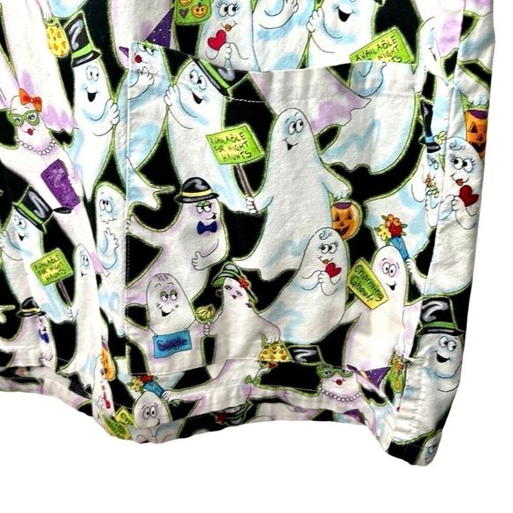 Barco Uniforms cotton cartoon ghosts print two pocket V- neck scrub top M - Picture 5 of 13